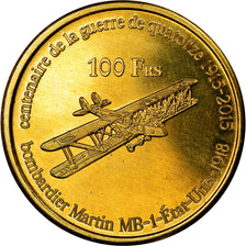 Coin, France, 100 Francs, 2015, Paris, Ile Europa, MS(63), Bronze-Aluminium