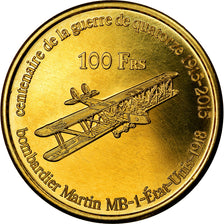 Coin, France, 100 Francs, 2015, Paris, Ile Europa, MS(63), Bronze-Aluminium