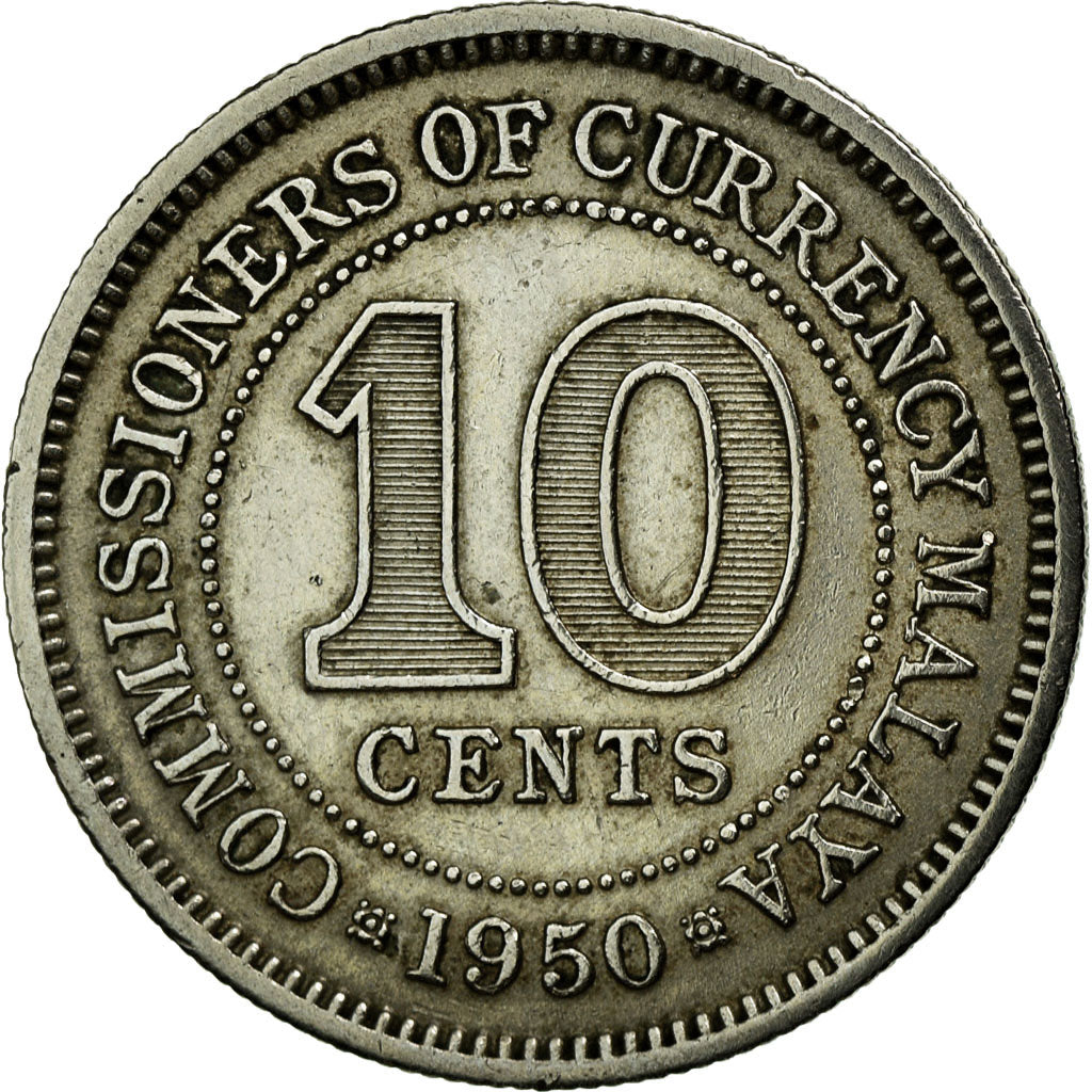 Coin, MALAYA, 10 Cents, 1950, AU(50-53), Copper-nickel, KM:8