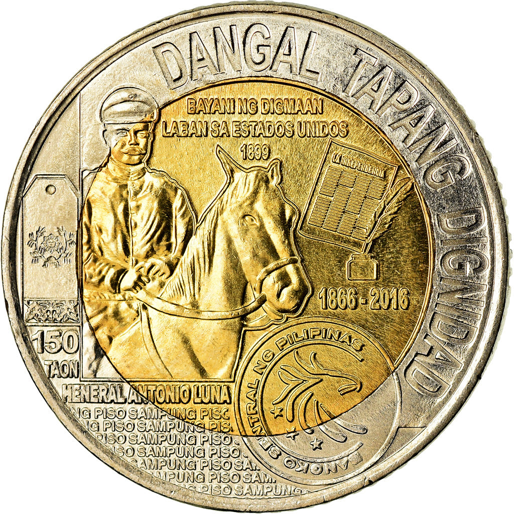 Moneda, Filipinas, 10 Piso, 2016, Antonio Luna, SC, Bimetálico