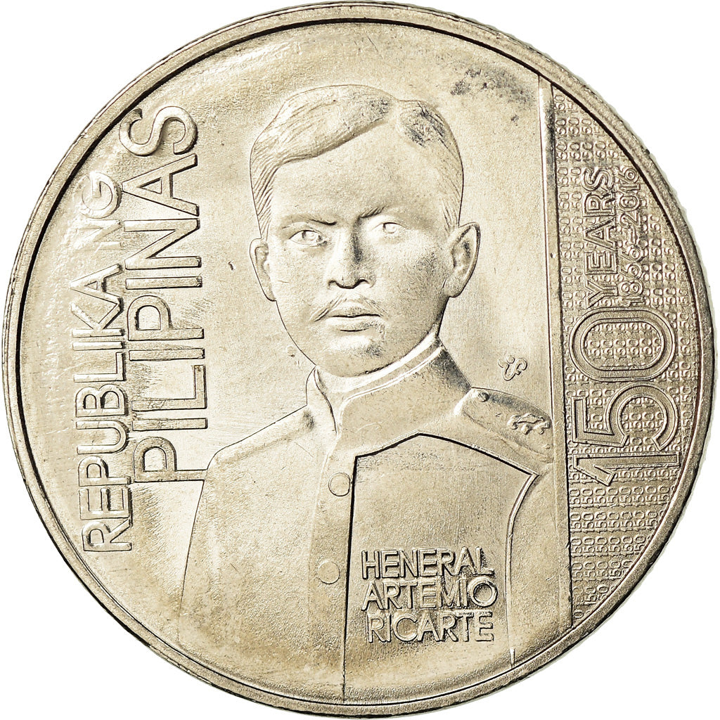 Coin, Philippines, Piso, 2016, Artemio Ricarte, MS(63), Nickel plated steel
