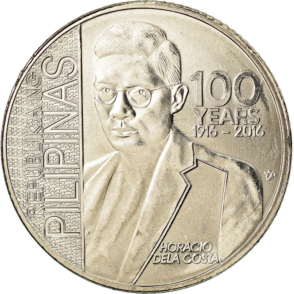 Coin, Philippines, Piso, 2016, Horacio de la Costa, MS(63), Nickel plated steel