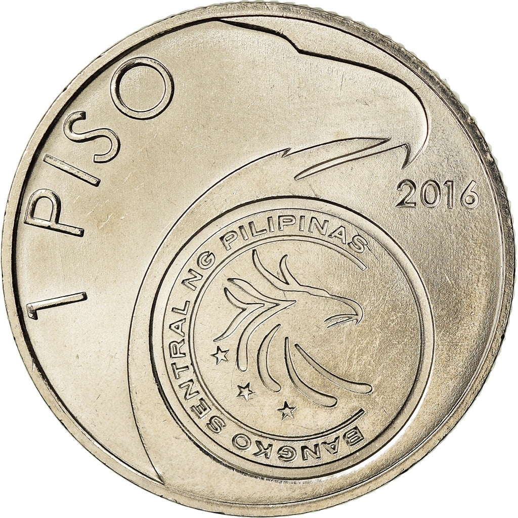 Coin, Philippines, Piso, 2016, Horacio de la Costa, MS(63), Nickel plated steel