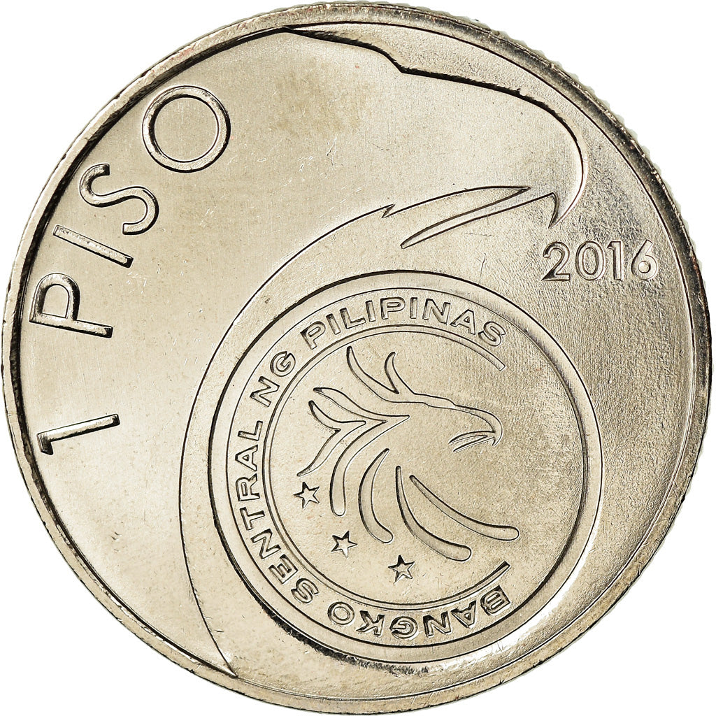 Coin, Philippines, Piso, 2016, Horacio de la Costa, MS(63), Nickel plated steel
