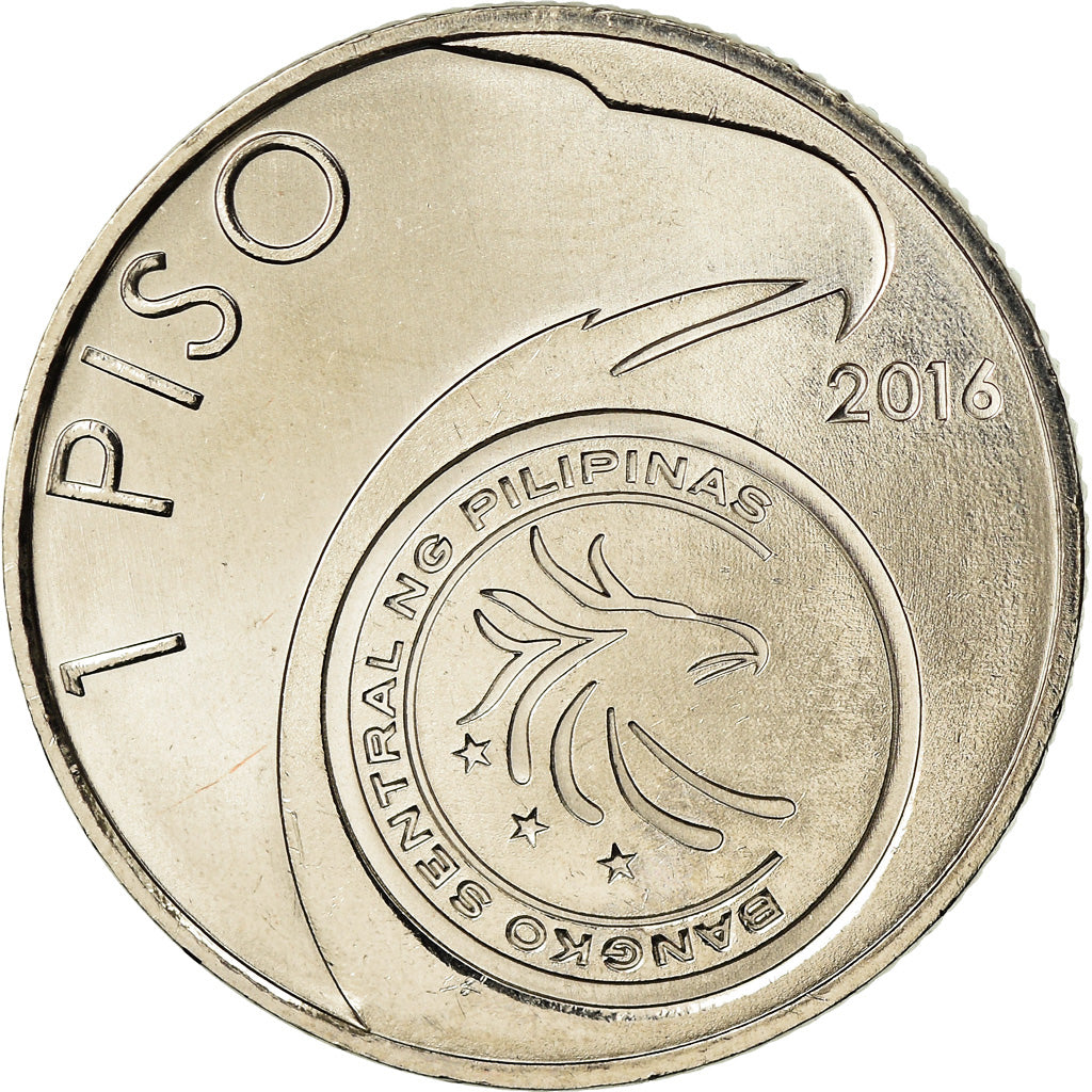 Coin, Philippines, Piso, 2016, Horacio de la Costa, MS(63), Nickel plated steel