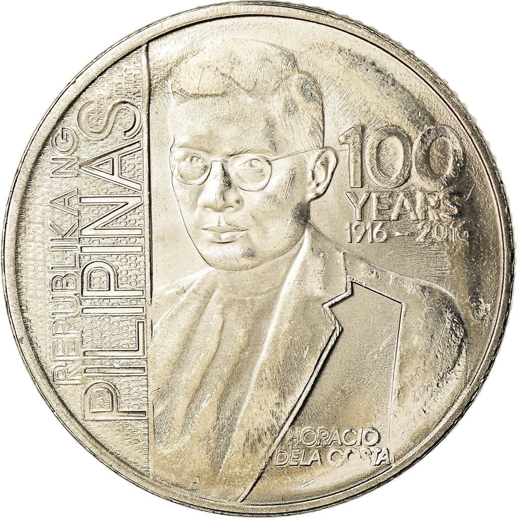 Coin, Philippines, Piso, 2016, Horacio de la Costa, MS(63), Nickel plated steel