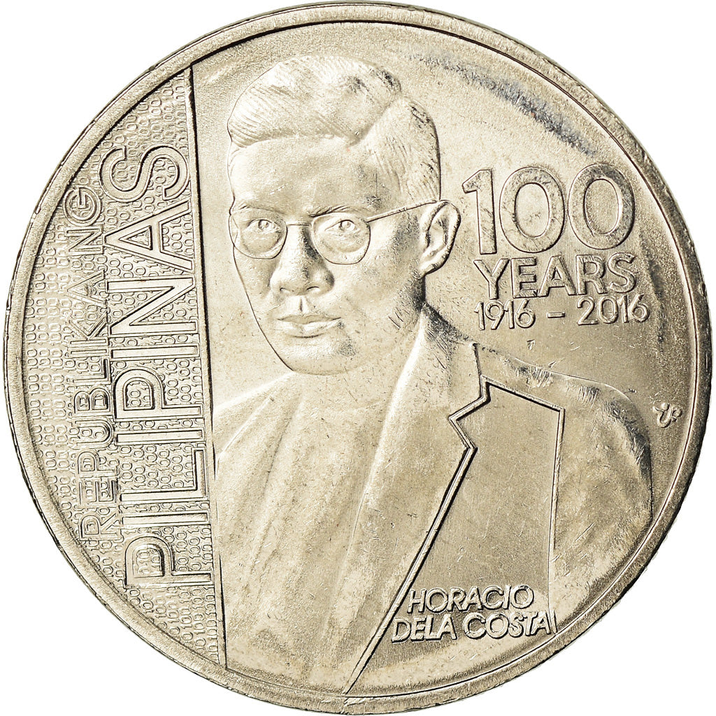 Coin, Philippines, Piso, 2016, Horacio de la Costa, MS(63), Nickel plated steel