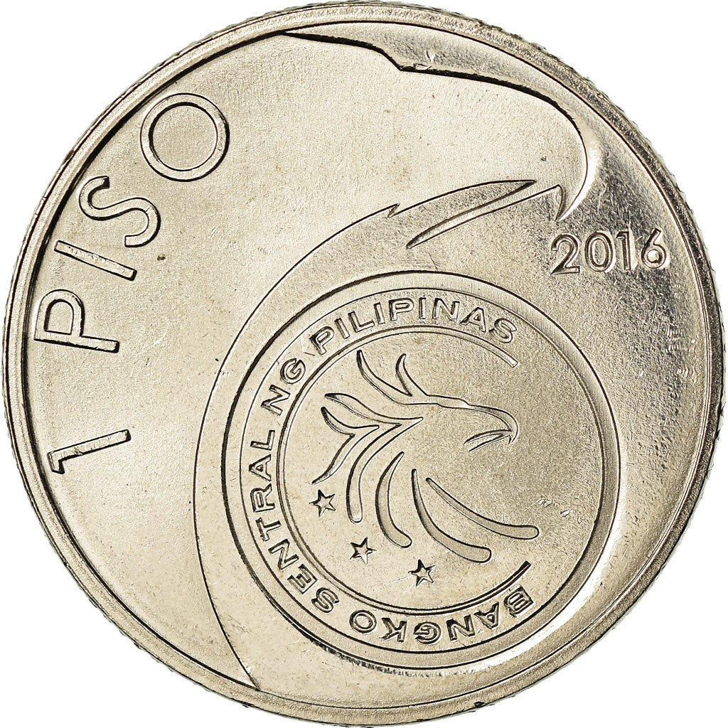 Coin, Philippines, Piso, 2016, Horacio de la Costa, MS(63), Nickel plated steel