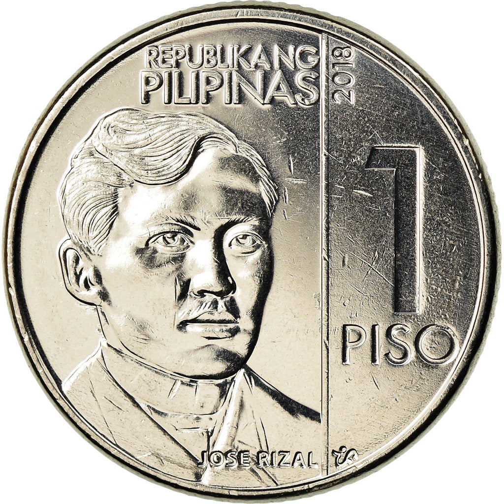 Moneta, Filippine, Piso, 2018, José Rizal, SPL, Acciaio placcato nichel