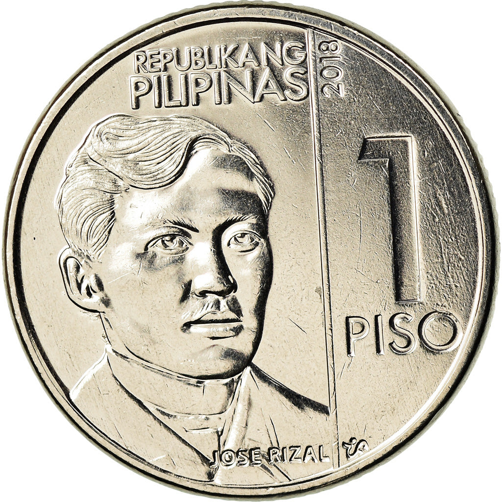 Coin, Philippines, Piso, 2018, José Rizal, MS(63), Nickel plated steel