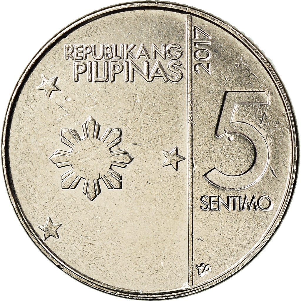 Coin, Philippines, 5 Sentimos, 2017, MS(63), Nickel plated steel