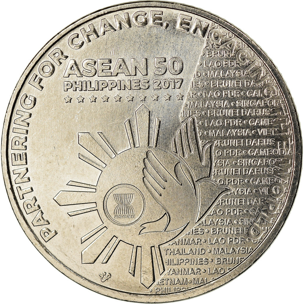 Coin, Philippines, Piso, 2017, Présidence de l'ASEAN, MS(63), Nickel plated