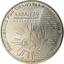 Coin, Philippines, Piso, 2017, Présidence de l'ASEAN, MS(63), Nickel plated
