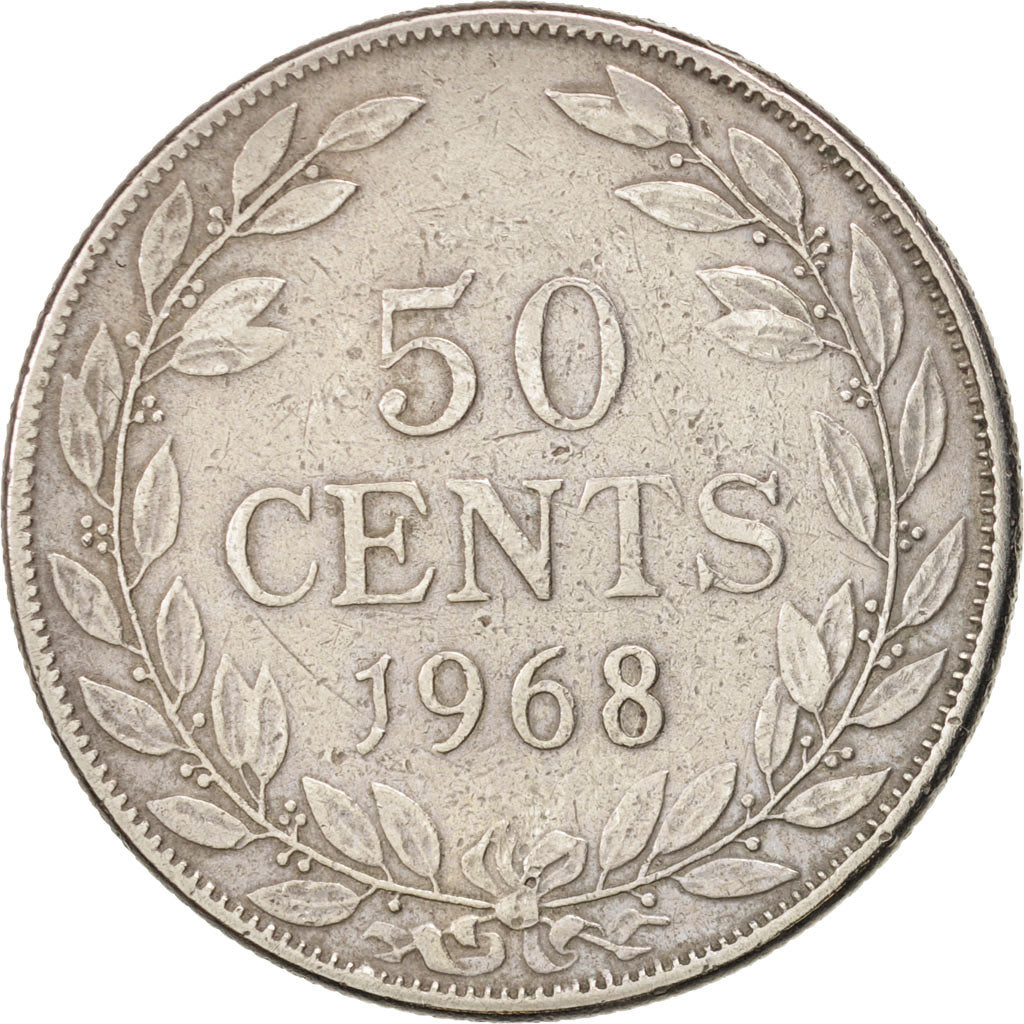 Liberia, 50 Cents, 1968, EF(40-45), Copper-nickel, KM:17a.2