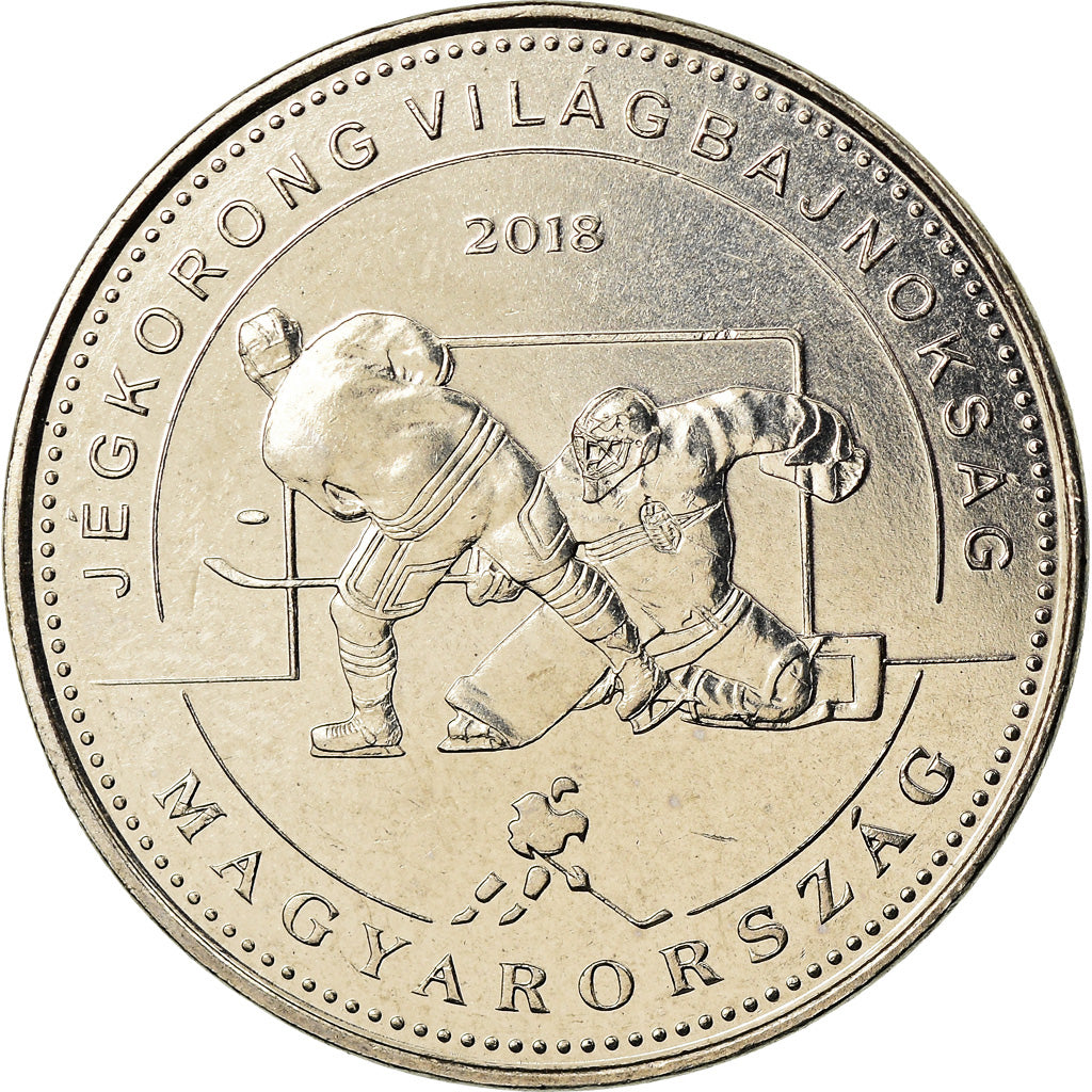 Coin, Hungary, 50 Forint, 2018, Budapest, Championnat du Monde de Hockey sur