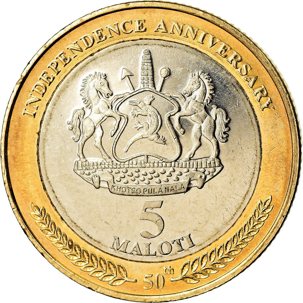 Coin, Lesotho, 5 Maloti, 2016, 50ème anniversaire de l'Indépendance, MS(63)