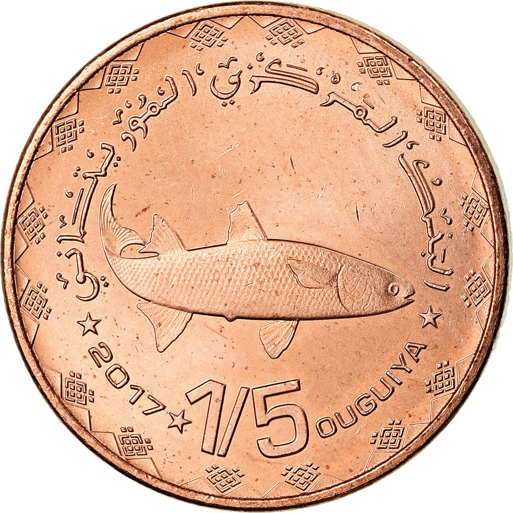 Münze, Mauretanien, 1/5 Ouguiya, Khoums, 2017, UNZ, Copper Plated Steel, KM:11