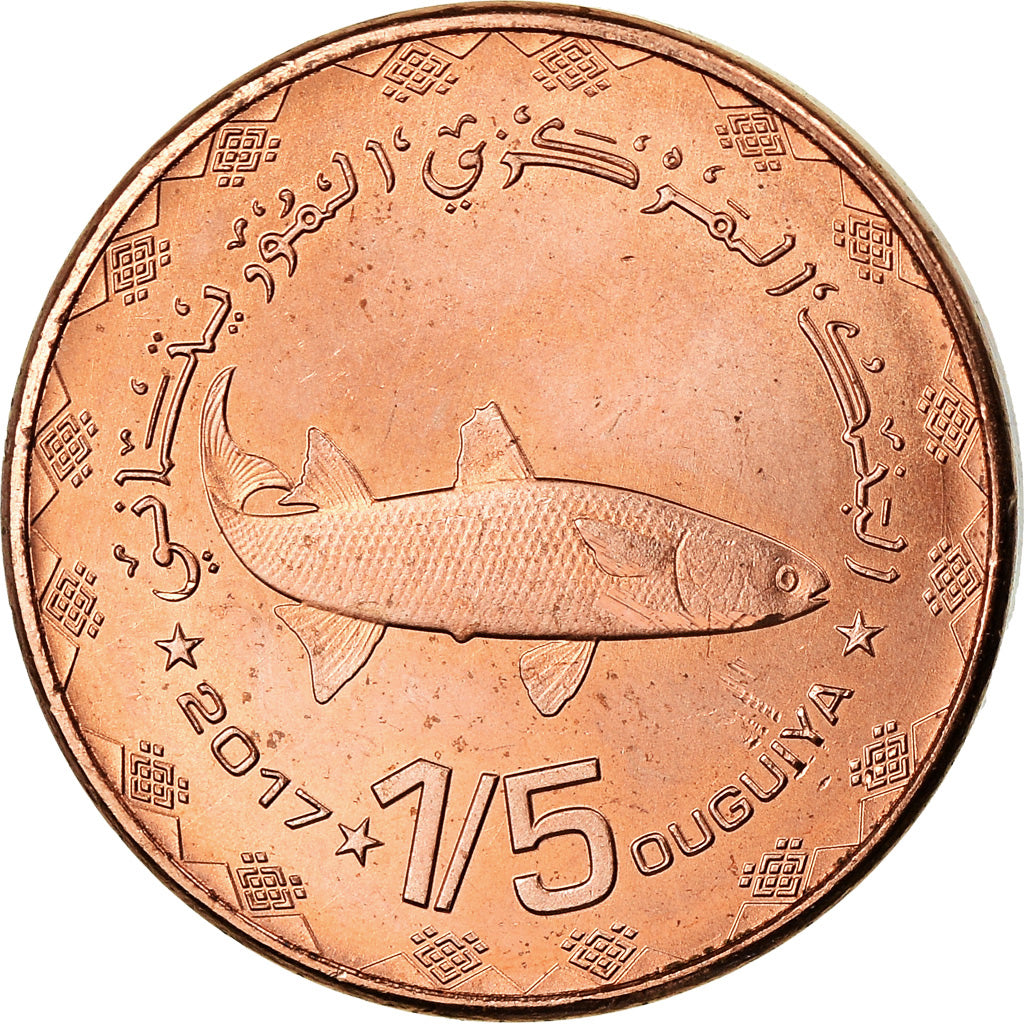 Coin, Mauritania, 1/5 Ouguiya, Khoums, 2017, MS(63), Copper Plated Steel, KM:11