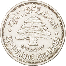 Lebanon, 50 Piastres, 1952, Utrecht, MS(60-62), Silver, KM:17