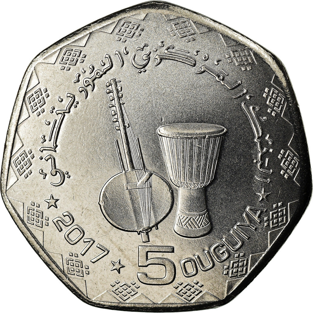 Coin, Mauritania, 5 Ouguiya, 2017, MS(63), Nickel plated steel, KM:13