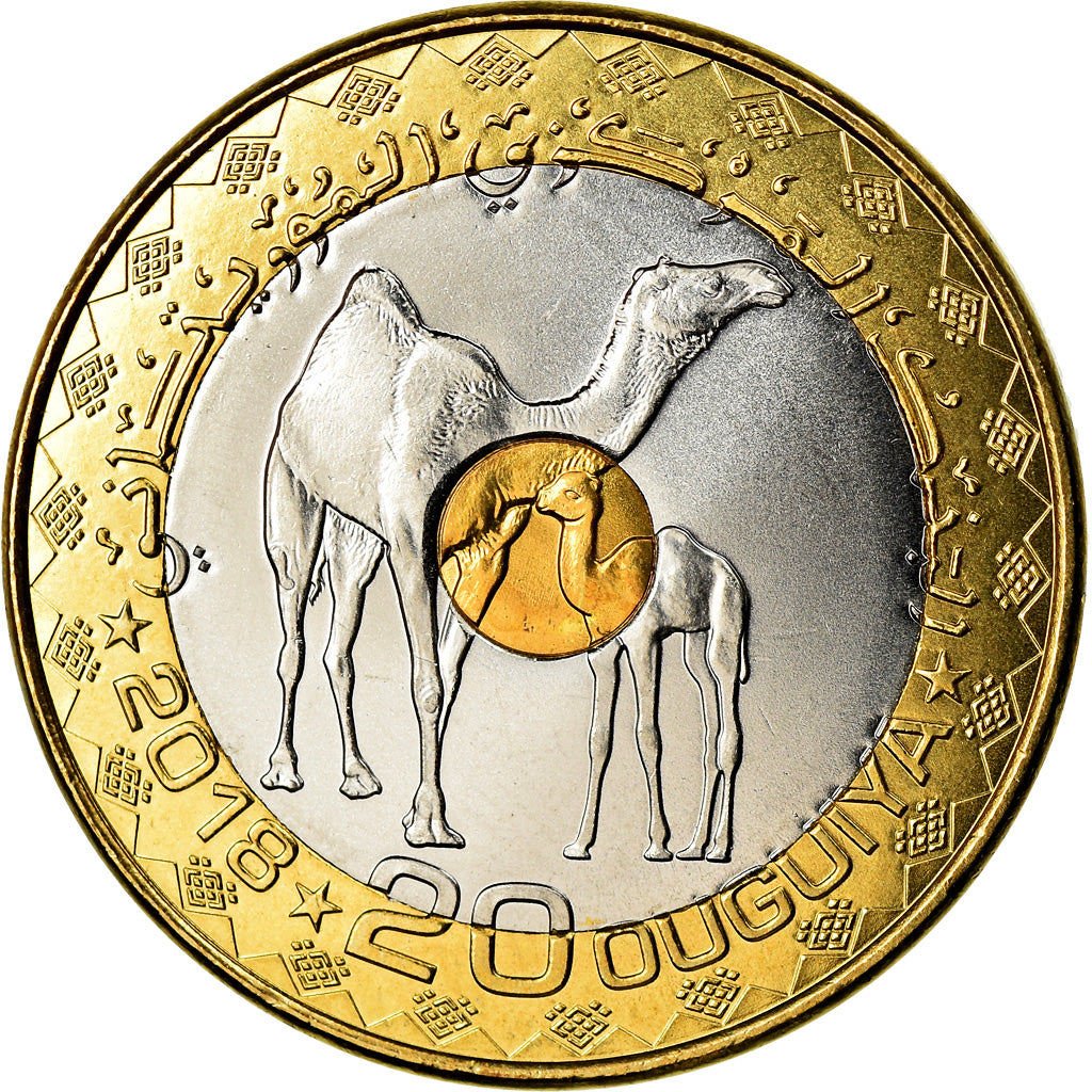 Coin, Mauritania, 20 Ouguiya, 2018, MS(63), Tri-Metallic, KM:15