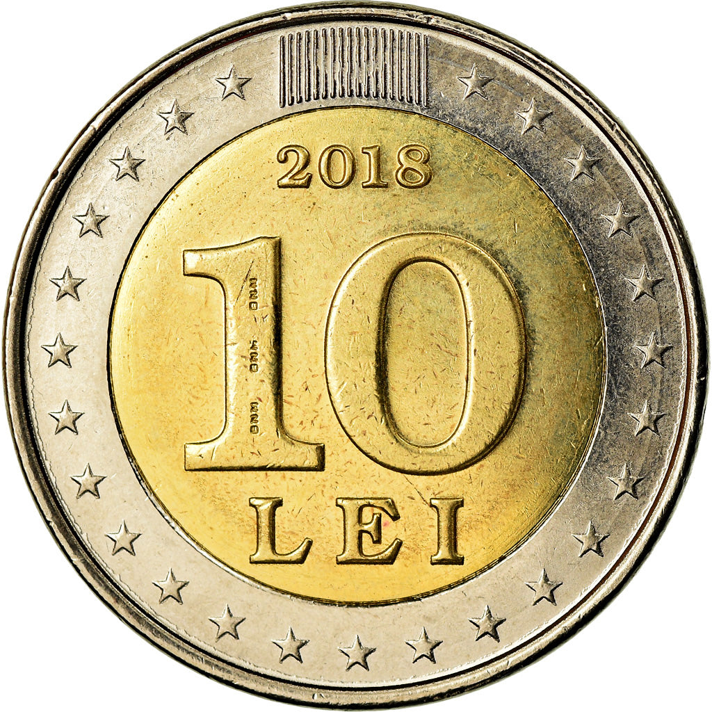 Coin, Moldova, 10 Lei, 2018, 25 ans de la monnaie nationale, MS(63), Bi-Metallic