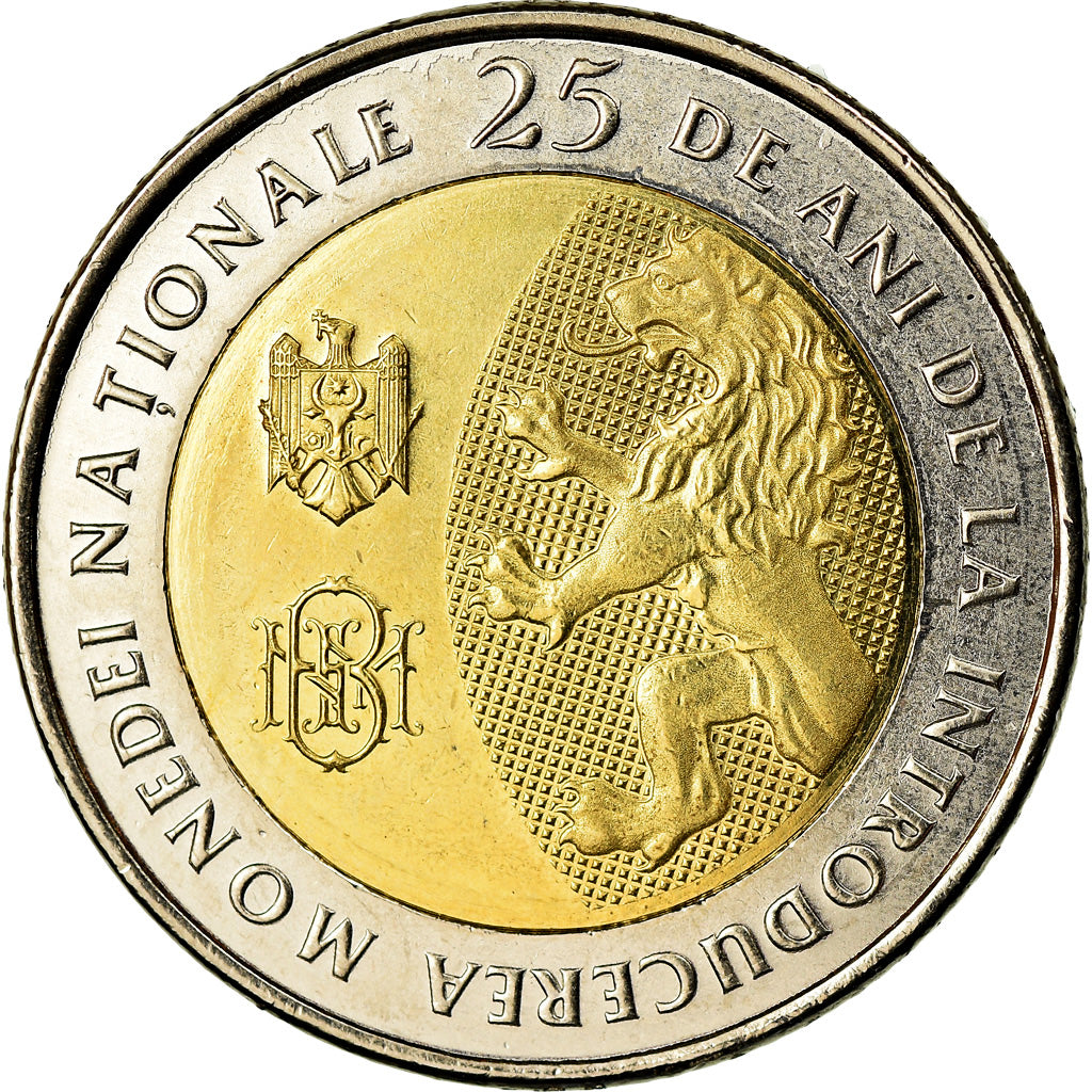 Monnaie, Moldova, 10 Lei, 2018, 25 ans de la monnaie nationale, SPL, Bi-Metallic