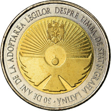 Coin, Moldova, 10 Lei, 2019, 30 ans de la langue d’Etat, MS(63), Bi-Metallic