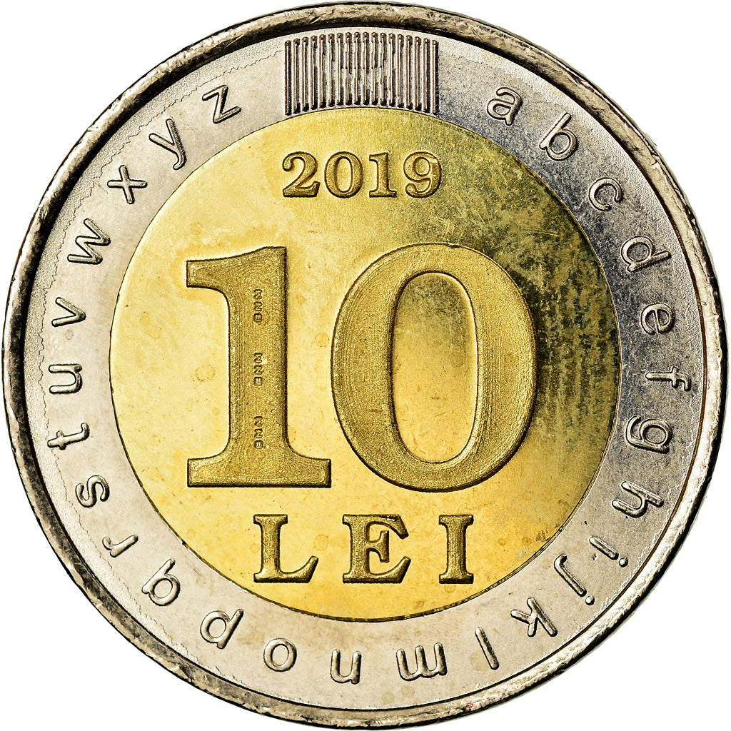 Coin, Moldova, 10 Lei, 2019, 30 ans de la langue d’Etat, MS(63), Bi-Metallic