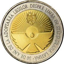 Coin, Moldova, 10 Lei, 2019, 30 ans de la langue d’Etat, MS(63), Bi-Metallic
