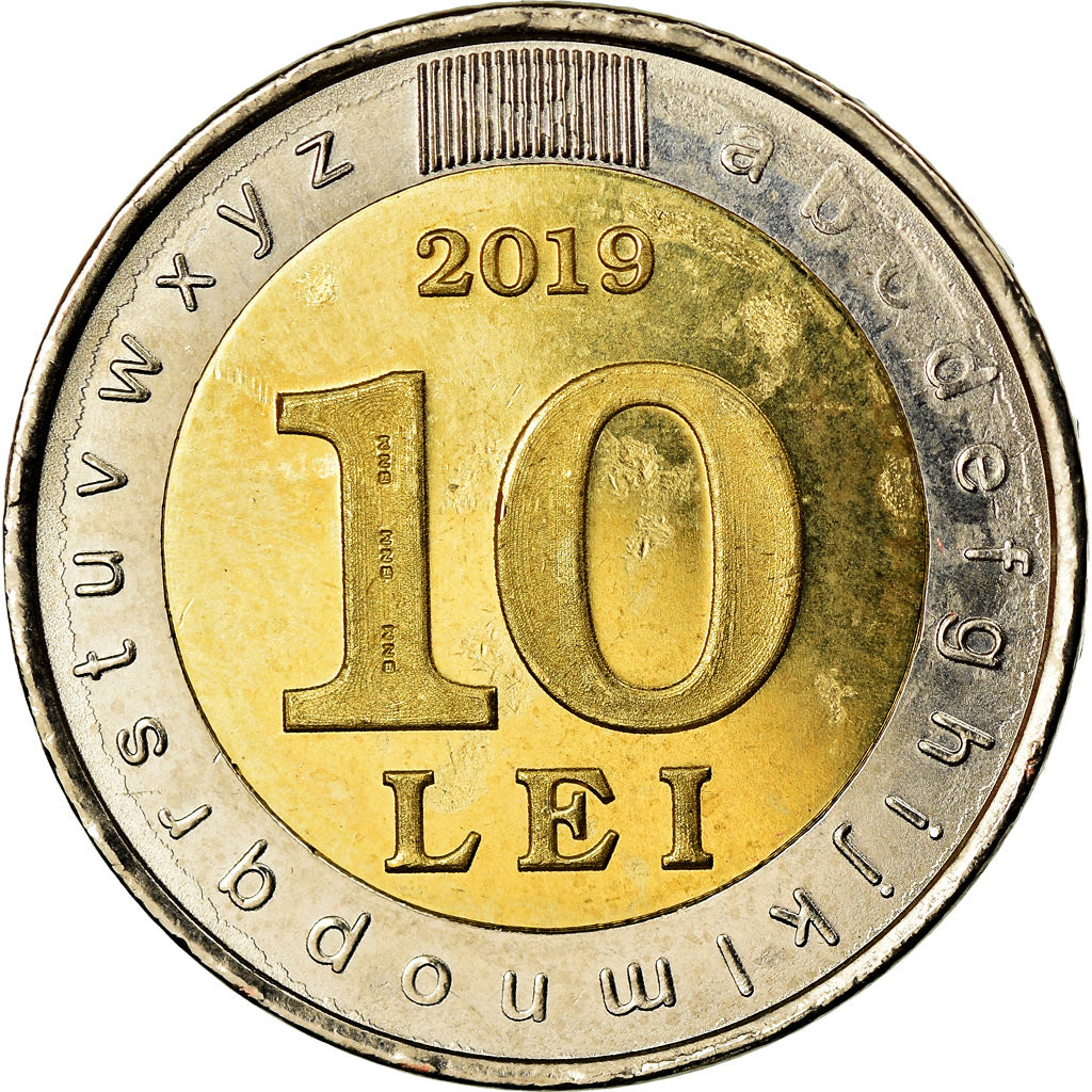 Coin, Moldova, 10 Lei, 2019, 30 ans de la langue d’Etat, MS(63), Bi-Metallic