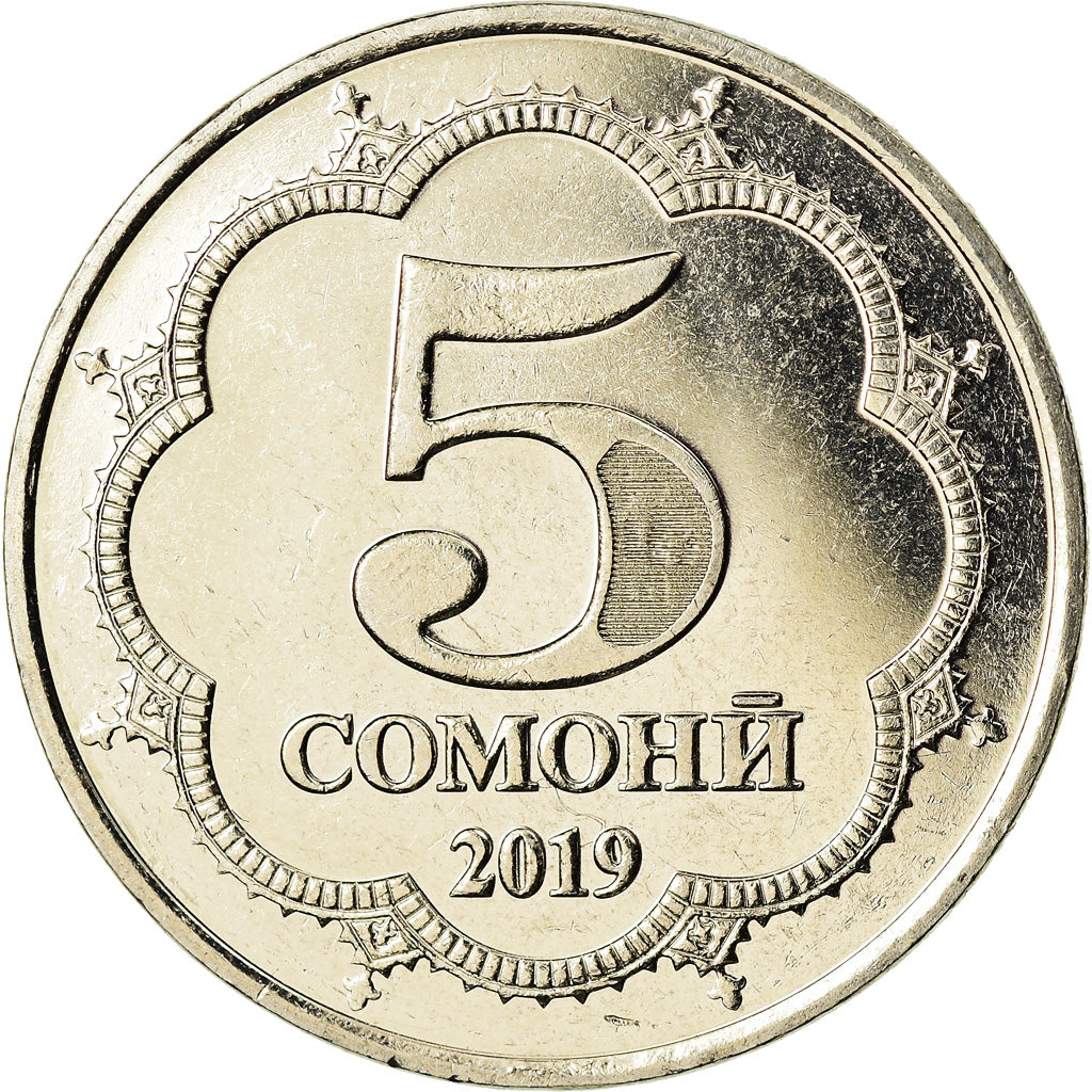 Coin, Tajikistan, 5 Somoni, 2019, St. Petersburg, MS(63), Nickel-brass
