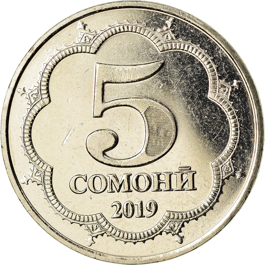 Coin, Tajikistan, 5 Somoni, 2019, St. Petersburg, MS(63), Nickel-brass