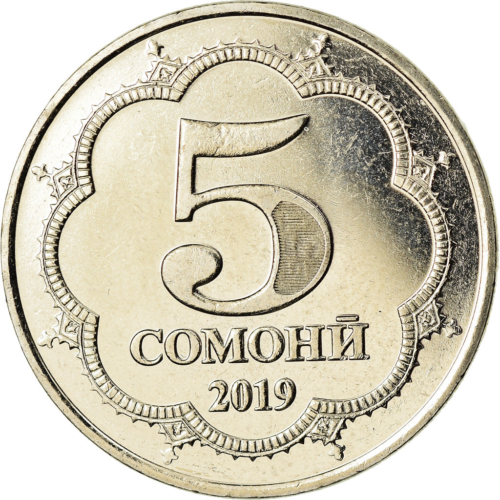 Coin, Tajikistan, 5 Somoni, 2019, St. Petersburg, MS(63), Nickel-brass