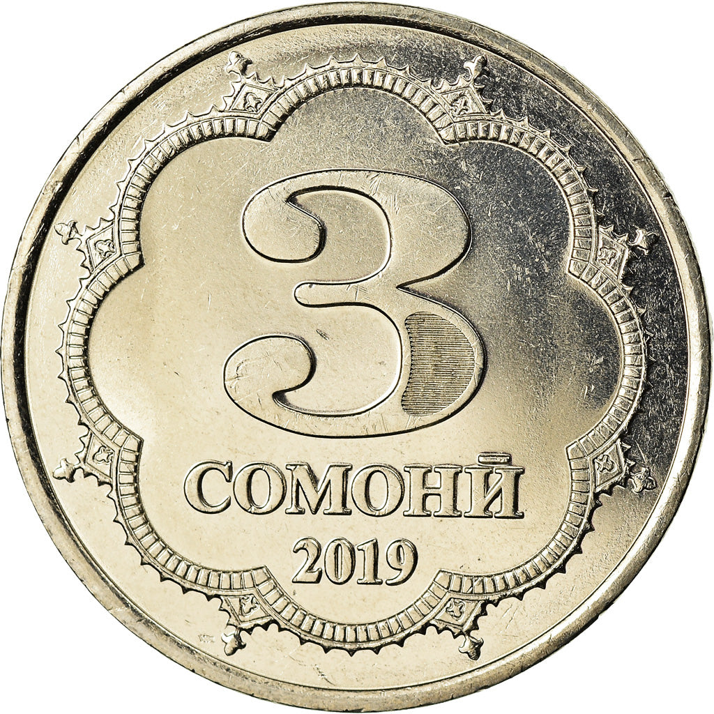 Monnaie, Tajikistan, 3 Somoni, 2019, St. Petersburg, SPL, Nickel-brass