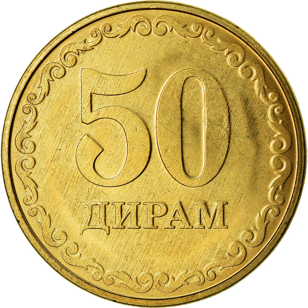 Coin, Tajikistan, 50 Dirams, 2019, St. Petersburg, MS(63), Brass plated steel