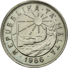 Coin, Malta, 25 Cents, 1986, AU(50-53), Copper-nickel, KM:80