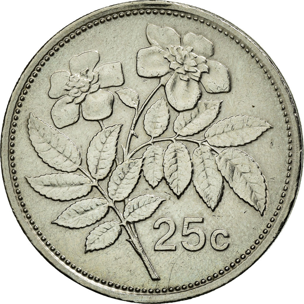 Coin, Malta, 25 Cents, 1986, AU(50-53), Copper-nickel, KM:80