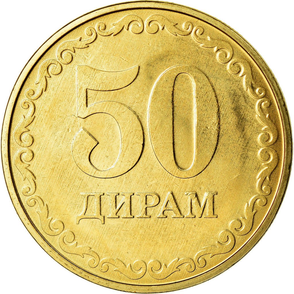Münze, Tajikistan, 50 Dirams, 2019, St. Petersburg, UNZ, Brass plated steel