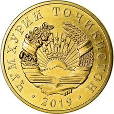 Coin, Tajikistan, 20 Dirams, 2019, St. Petersburg, MS(63), Brass plated steel