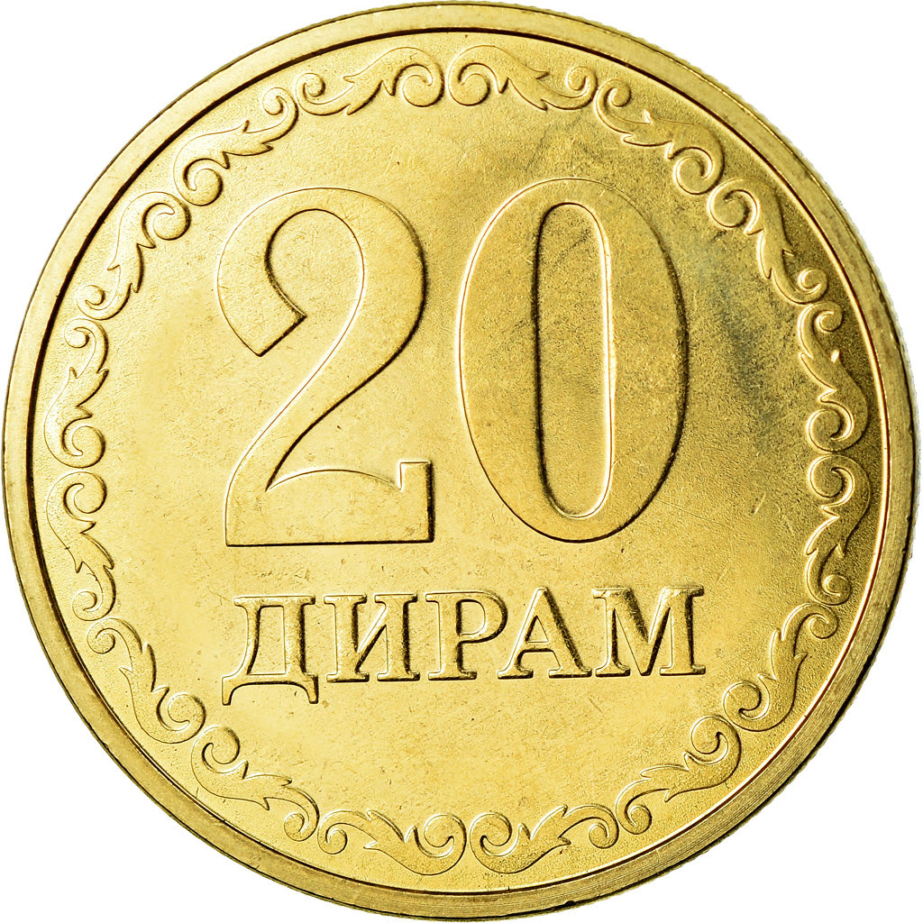 Monnaie, Tajikistan, 20 Dirams, 2019, St. Petersburg, SPL, Brass plated steel