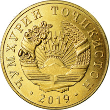Coin, Tajikistan, 10 Dirams, 2019, St. Petersburg, MS(63), Brass plated steel