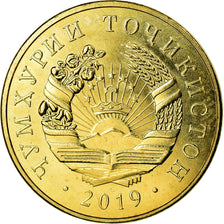 Coin, Tajikistan, 5 Dirams, 2019, St. Petersburg, MS(63), Brass plated steel