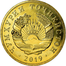 Moneta, Tagikistan, 2 Dirams, 2019, St. Petersburg, SPL, Acciaio placcato ottone
