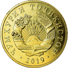 Coin, Tajikistan, 2 Dirams, 2019, St. Petersburg, MS(63), Brass plated steel