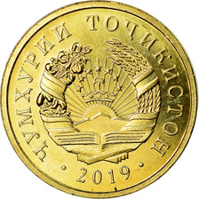 Moneta, Tagikistan, Diram, 2019, St. Petersburg, SPL, Acciaio placcato ottone
