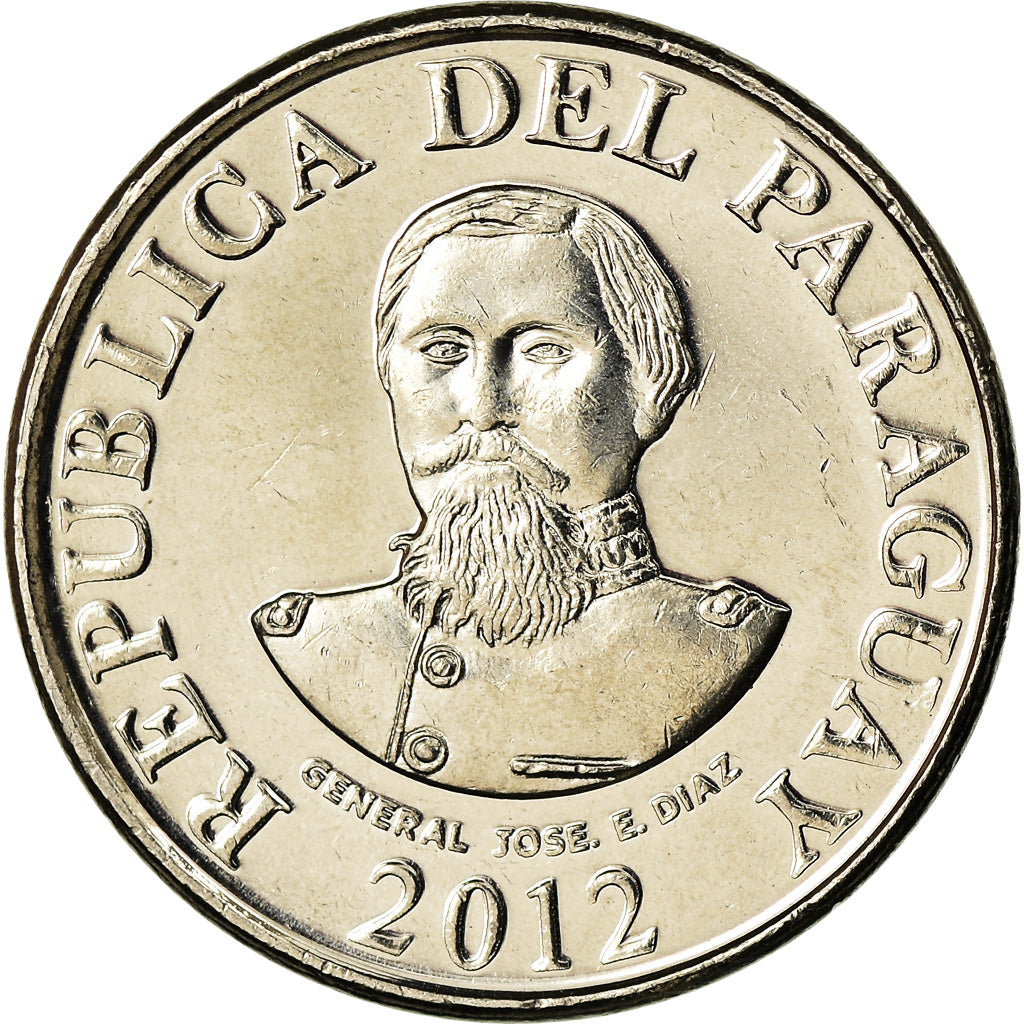 Coin, Paraguay, 100 Guaranies, 2012, Général José Diaz, MS(63), Nickel-Steel