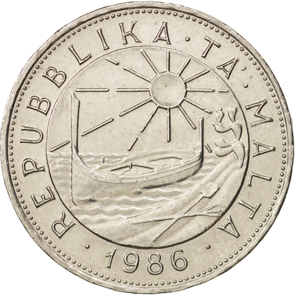 Coin, Malta, Lira, 1986, AU(50-53), Nickel, KM:82