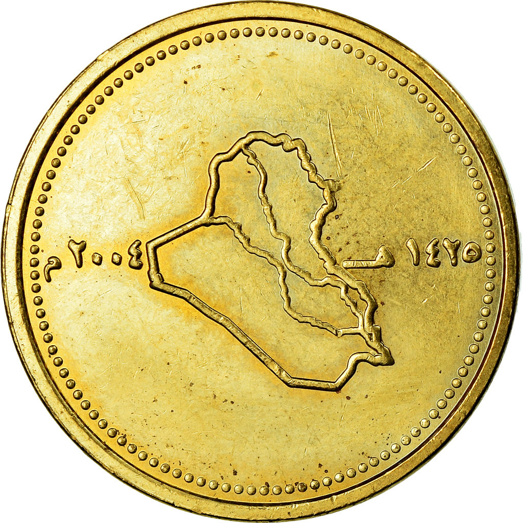 Monnaie, Iraq, 50 Dinars, 2004/AH1425, SPL, Brass plated steel, KM:176