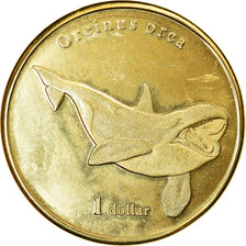 Coin, French Polynesia, Dollar, 2019, Moorea - Orque, MS(63), Brass
